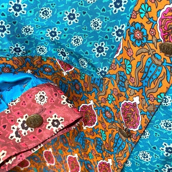 Carole Little Mixed Print Silk Shirt Womens Size 10 Vintage 90s Button Front - Picture 7 of 10
